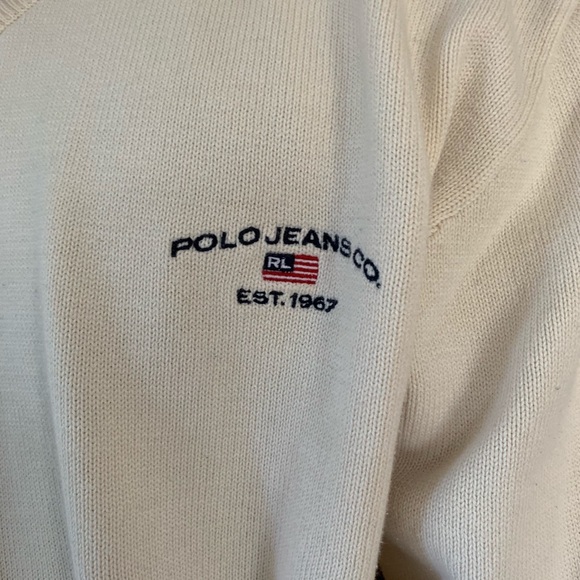 Vintage Sweater  Polo Ralph Lauren 90s Cotton Sweater Flag - Picture 6 of 12